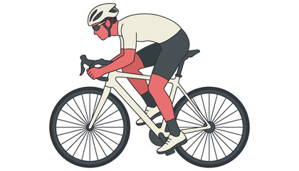 Fototapeta premium A cyclist in racing gear with a helmet and sunglasses is depicted in profile leaning forward over a modern bicycle emphasizing a dynamic and focused athletic pose cycling