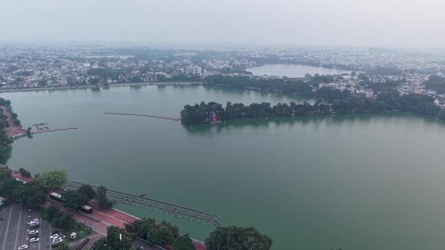Aerial View of Swami Vivekananda Sarovar in Raipur, Chhattisgarh, India