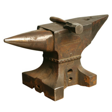 Vintage anvil with ball-peen hammer metal tool