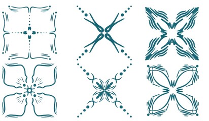 Teal Decorative Ornamental Tile Design Set © ZoiaS