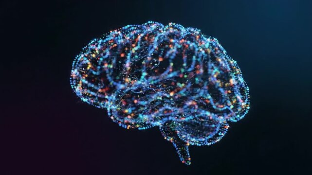 Glowing brain particles.