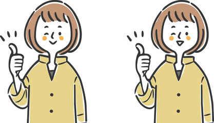 グッドサインをする女性　上半身　ベクター