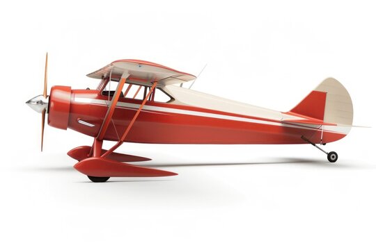Vintage red biplane model.