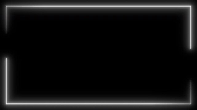 Rectangular seamless silver light frame streaming overlay loop glowing border animation with alpha channel background