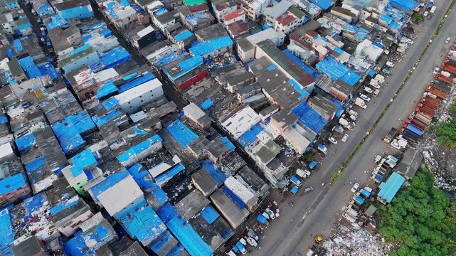 Aerial View of Dharavi Slums in Mumbai India