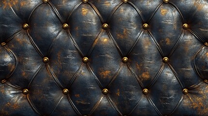 Fototapeta premium Luxurious Aged Leather Texture with Golden Rivets, Perfect for Seamless Pattern Backgrounds