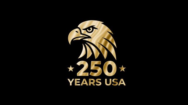 Gold calligraphic numeral 250. Premium patriotic asset for USA 250th anniversary event openers, patriotic campaigns and Independence Day productions