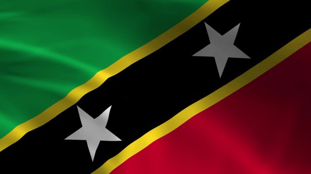 Saint Kitts and Nevis flag waving in the wind national symbol of Caribbean country patriotic representation for travel and national events