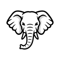 Dibujo sencillo con líneas de la cabeza de un elefante visto de frente © teracreonte