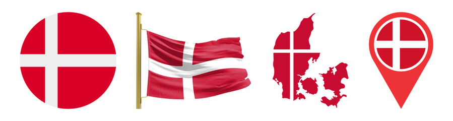 Obraz premium Denmark flag football vector elements set