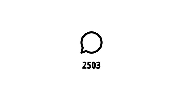 Chat counter animation from 0 to 5,000 with chat logo on White background in 4k.