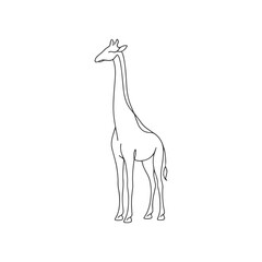 Fototapeta premium Minimal Giraffe One Line Icon, Elegant Safari Animal Outline Illustration