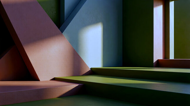 3D Earth Tone Color Block Abstract Background with Soft Shadows