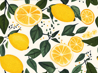 Seamless vector illustration of tropical citrus lemon fruits perfect for backgrounds textile prints and products with a bright organic aesthetic single elem