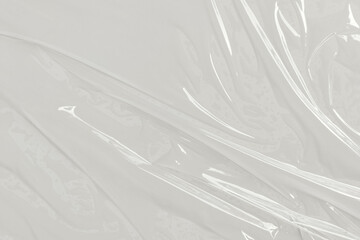 Fototapeta premium Plastic transparent cellophane bag on white background. White plastic film wrap texture background. White Plastic Bag Texture