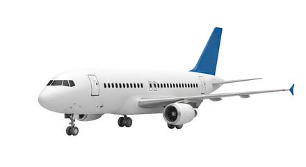 Fototapeta premium White Airplane with Blue Tail and Engines