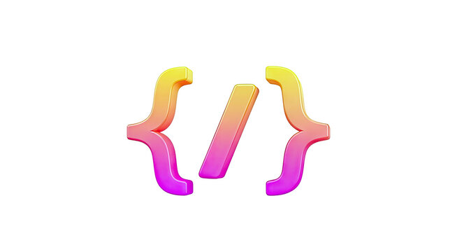 3D Code Braces and Forward Slash Icon