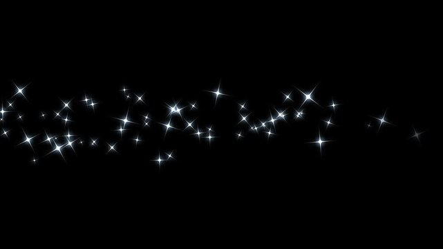 4k twinkle star glitter path animation, shining sparkle particles and magic fairy dust trail with glowing star line, seamless loop sparkle transition overlay for motion graphics on black screen