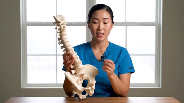 Medical professional explains spine.