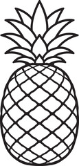 Obraz premium Fresh Pineapple Fruit Black and White Line Art Vector Illustration