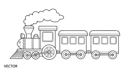 Cute cartoon train coloring page for preschool kids vector illustration simple lines © MdAmzad