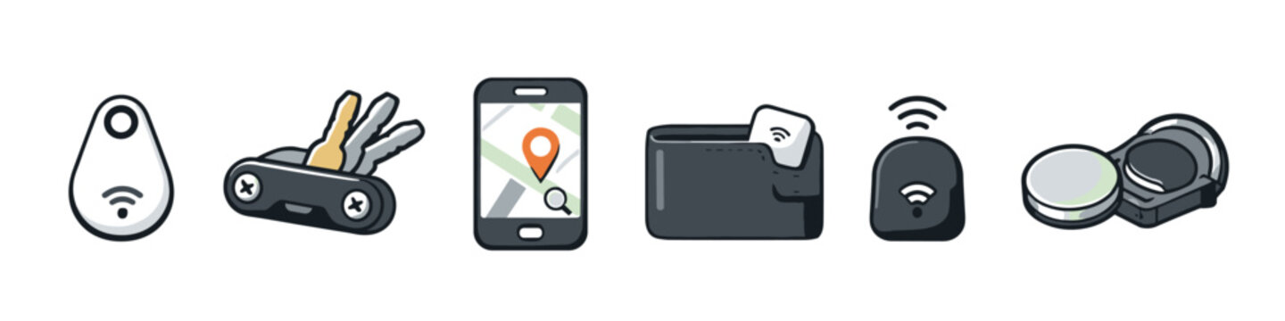 Collection of smart tracking devices and accessories for finding lost items