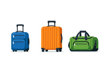 Collection of colorful luggage and bags for travel and holidays