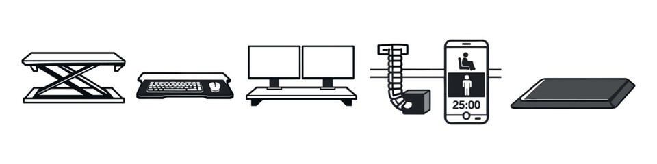 Ergonomic office equipment and accessories for a healthy workspace setup