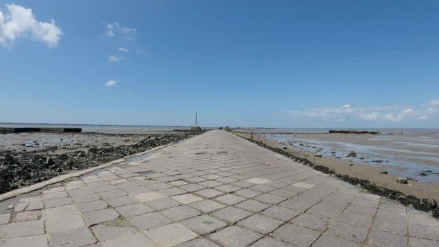 Driving along the Passage du Gois with a POV on-board camera.