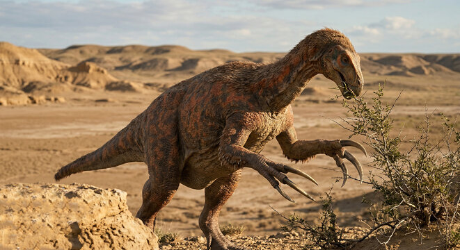 Duonosaurus &ndash; Herbivorous Therizinosaur with Long Claws Dinosaur Illustration