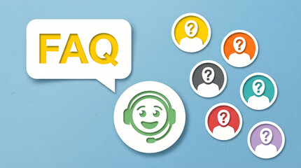 Obraz premium FAQ Customer Support Icon with Question Mark People Icons