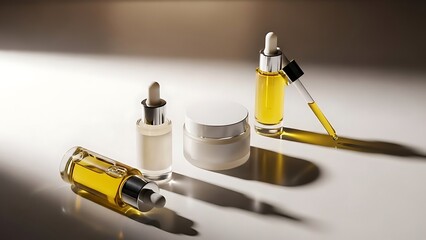 Skincare products with natural oils and creams for healthy skin.