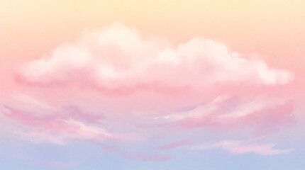 Obraz premium Dreamy Pastel Sky with Fluffy Pink and Orange Clouds at Sunset