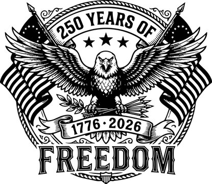 America 250th Anniversary svg, 250th Anniversary American Flag Eagle SVG, Patriotic Eagle Svg, 4th of July svg