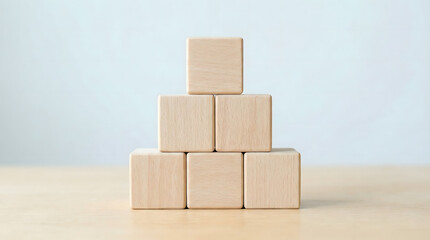Obraz premium Stacked Wooden Blocks Pyramid Formation