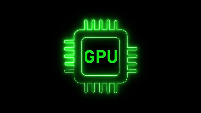 GPU processor microchip icon animation. GPU processor graphics computing concept. GPU processor semiconductor technology symbol.