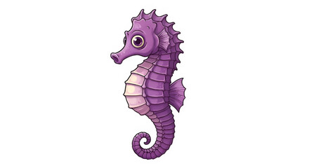 Fototapeta premium Playful purple seahorse cartoon character illustration.