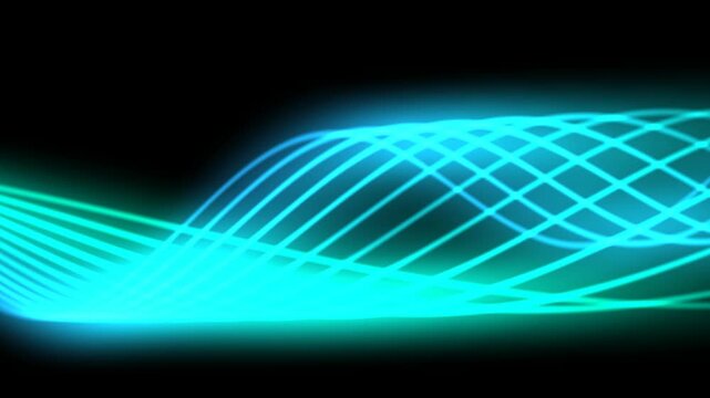 Blue Neon Grid Wave Motion Graphics.