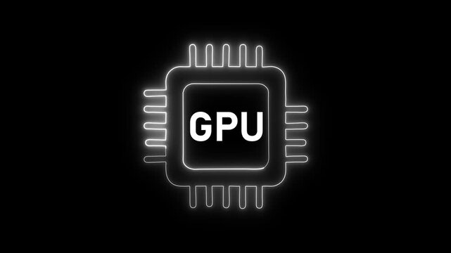GPU processor microchip icon animation. GPU processor graphics computing concept. GPU processor semiconductor technology symbol.