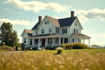 Big American house architecture building outdoors.