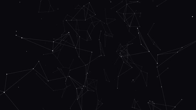 Dark Abstract Background with White Dots and Lines.