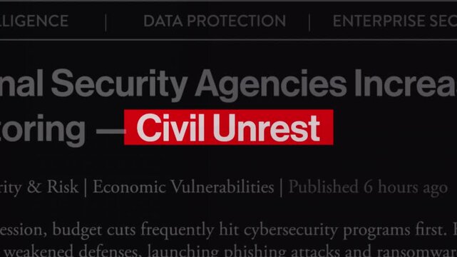 Civil unrest fast sequence news articles headline title animation with documentary style
