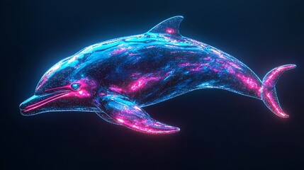 Neon dolphin cyberpunk glowing radiant design high resolution picture