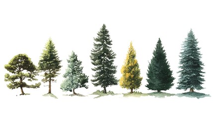 Obraz premium Diverse trees in natural setting with various green hues