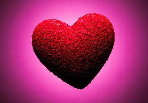 A deep crimson, textured heart symbolizing intense, profound, and undeniable romantic affection for Valentine's Day or an anniversary celebration, desire, adoration, passion