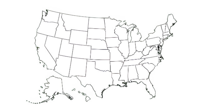 Outline United States Map Silhouette Illustration.