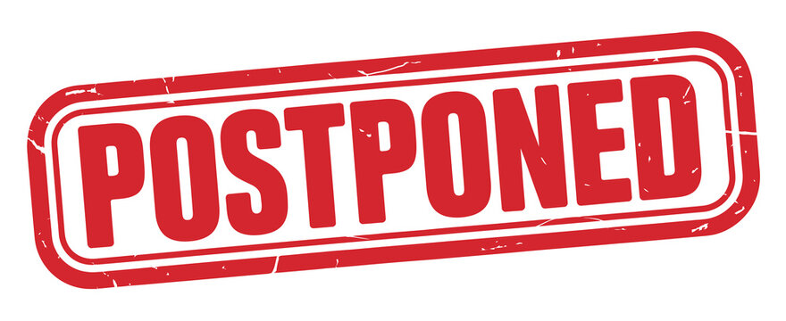Red Postponed Rubber Stamp, Grunge Style Distressed Stamp Illustration Perfect for Event Updates, Alerts, Notices, and Creative Graphic Design Projects.