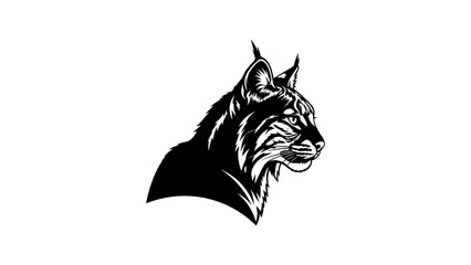 Obraz premium Stylized lynx head silhouette: bold black and white wildlife art