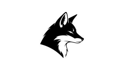 Obraz premium Sleek wolf silhouette in profile: bold monochrome wildlife art