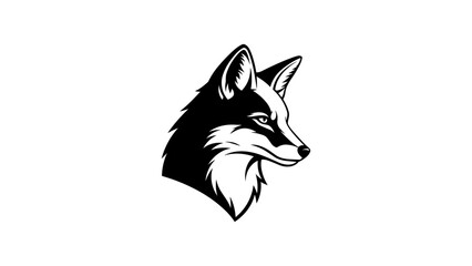 Obraz premium Black and white wolf head graphic design in profile view